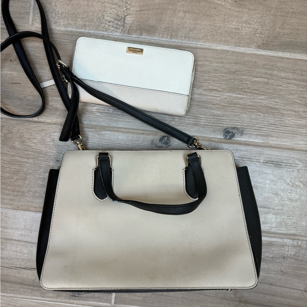 Kate Spade Black and Cream Shoulder Bag